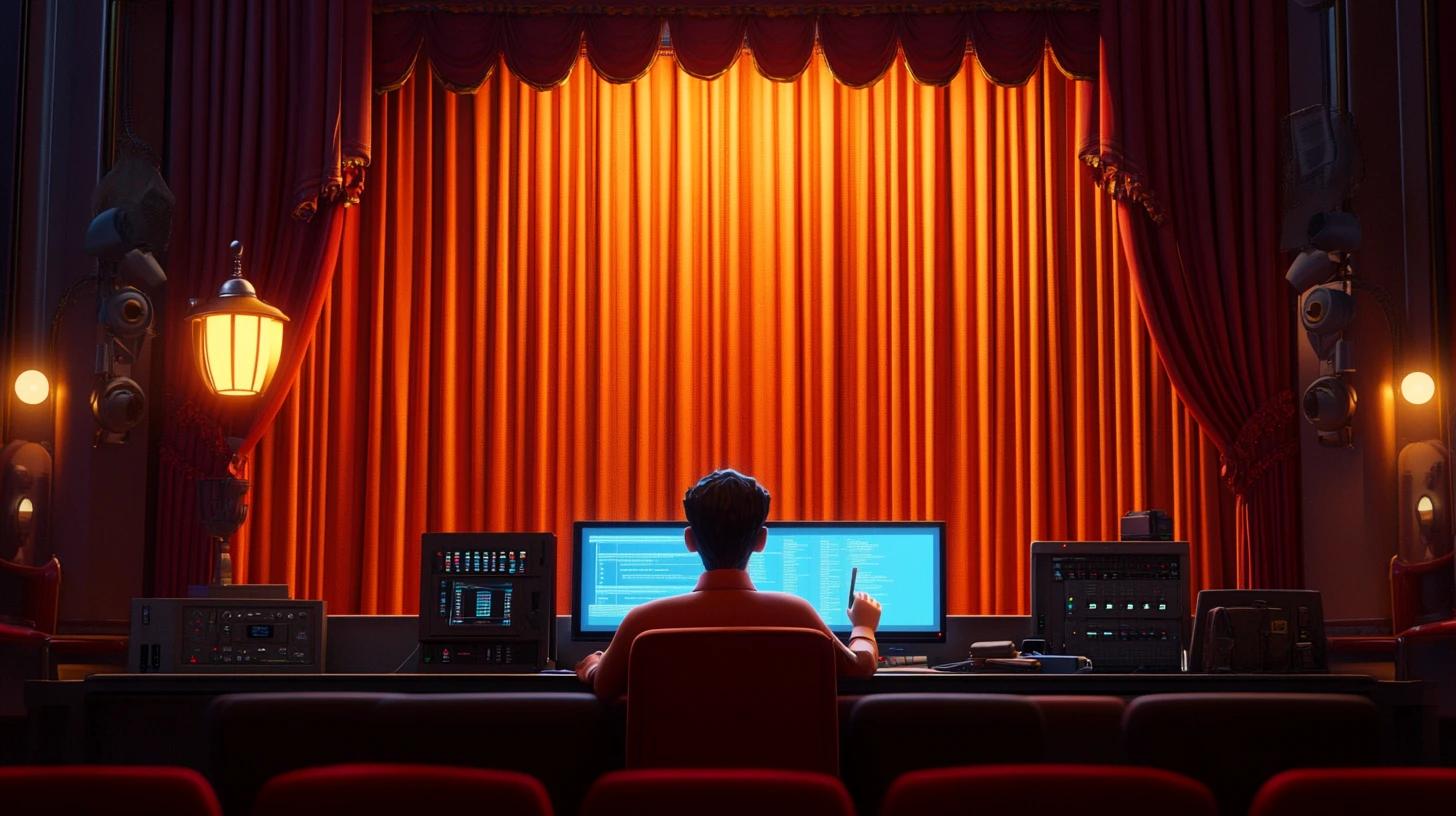 Un déveopppeur dans une salle de théâtre