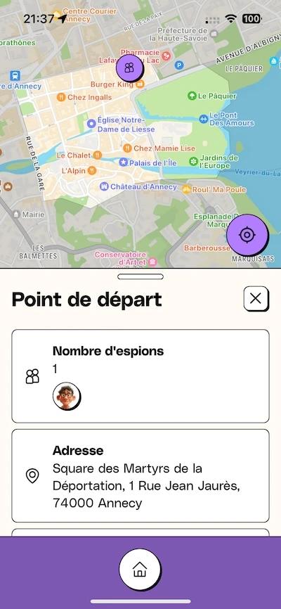 Capture d'écran de l'application mobile Eskap qui montre une carte