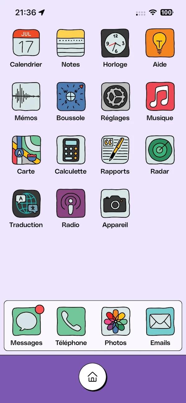 Capture d'écran de l'application mobile Eskap sur l'écran d'accueil