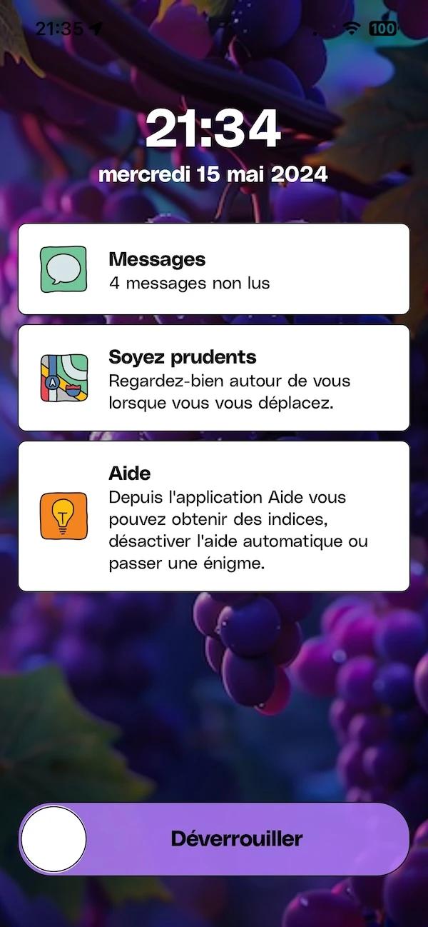 Capture d'écran de l'application mobile Eskap sur l'écran de verrouillage